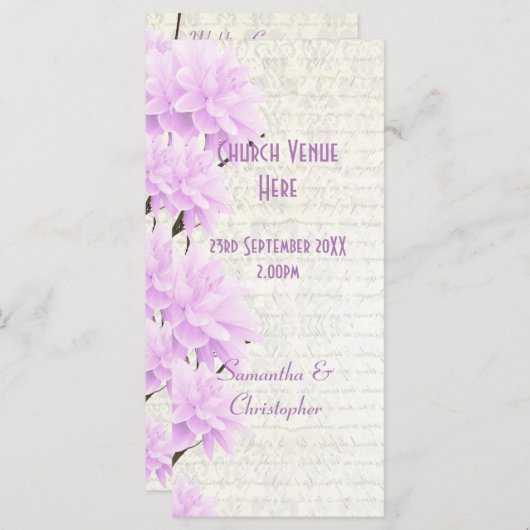 Hübsches Hochzeitsprogramm für die Pastel lila Programm (Vorne/Hinten)