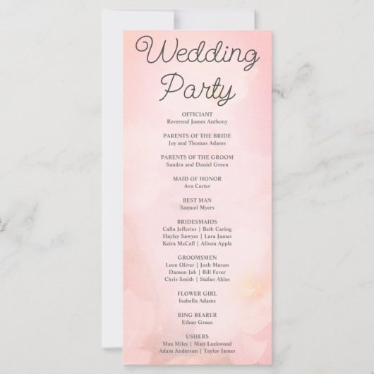 Hübsches Hochzeitsprogramm für die weißen Blume (Rückseite)