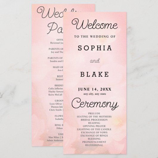 Hübsches Hochzeitsprogramm für die weißen Blume (Vorne/Hinten)