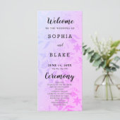 Hübsches Hochzeitsprogramm für Lila und florale Me (Stehend Vorderseite)