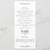 Hübsches Hochzeitsprogramm für Wasserfarben Programm (Rückseite)