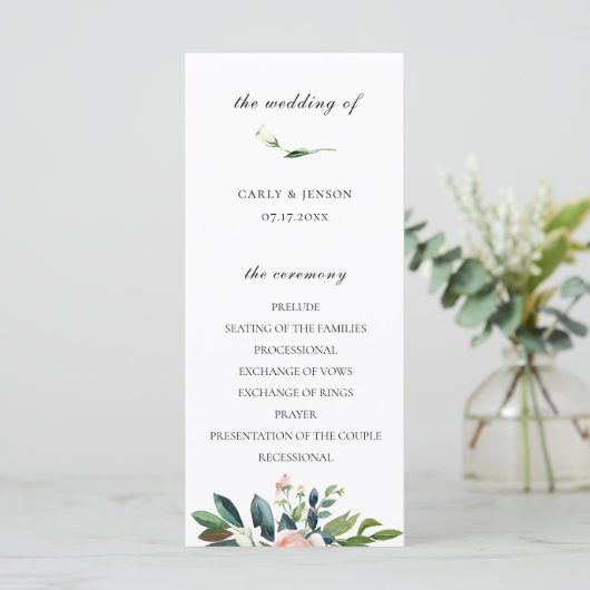 Hübsches Hochzeitsprogramm für Wasserfarben Programm (Stehend Vorderseite)