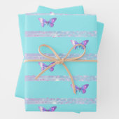 Hübsches Holo-B'fly-Wrap-Papier-Flachblatt-Set 3 Geschenkpapier Set (Beispiel)