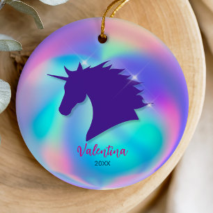 Hübsches holografisches fantastisches Einhorn-Ande Keramik Ornament