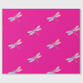 Hübsches Holografisches Pink Dragonfly-Wrapping-Pa Geschenkpapier (Flach)