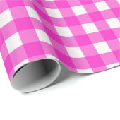 Hübsches Hot Pink Gingham Prüfmuster Geschenkpapier (Rolleneckpunkt)