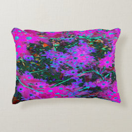 Hübsches Hot Pink, Magenta und Aqua Blue Blumen Dekokissen