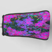 Hübsches Hot Pink, Magenta und Aqua Blue Blumen Golf Headcover (Vorderseite)