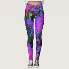 Hübsches Hot Pink, Magenta und Aqua Blue Blumen Leggings
