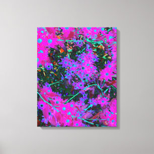 Hübsches Hot Pink, Magenta und Aqua Blue Blumen Leinwanddruck