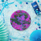 Hübsches Hot Pink, Magenta und Aqua Blue Blumen Pappteller (Party)