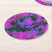 Hübsches Hot Pink, Magenta und Aqua Blue Blumen Runder Pappuntersetzer (Angewinkelt)