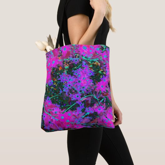 Hübsches Hot Pink, Magenta und Aqua Blue Blumen Tasche (Von Nahem)