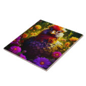 Hübsches Huhn im Blumengarten Fliese (Seite)