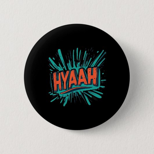 Hübsches Hyaah Kostüm für Karate-Mann und -Frau Button (Vorderseite)