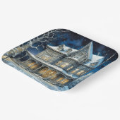 Hübsches illuminiertes Weihnachtshaus Pappteller (Gewinkelt)