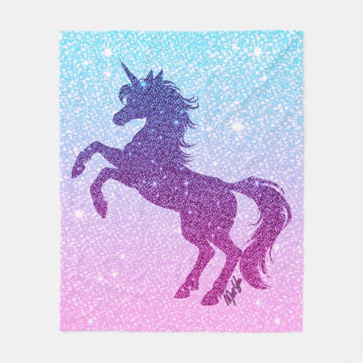 Hübsches Imitat-Glitzerunicorn-Fleece-Decke MEDIUM Fleecedecke (Vorderseite)