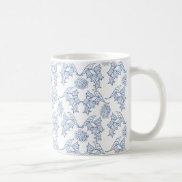 Hübsches Indigo Blue auf weißem ethnisch-floralem Kaffeetasse