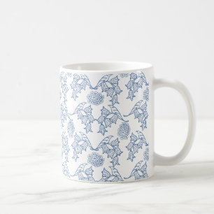 Hübsches Indigo Blue auf weißem ethnisch-floralem  Kaffeetasse