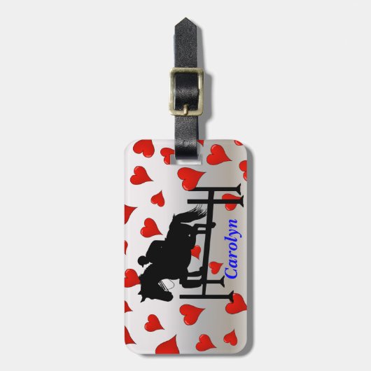 Hübsches Jäger-Pullover-Pferd u. Reiter Gepäckanhänger (Vorderseite vertikal)