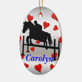 Hübsches Jäger-Pullover-Pferd u. Reiter Keramikornament (Links)