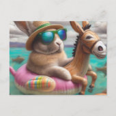 Hübsches Kaninchen in einem Donkey Floating Digita Postkarte (Vorderseite)