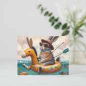 Hübsches Kaninchen in einem Donkey-Floß Postkarte (Stehend Vorderseite)