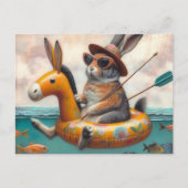 Hübsches Kaninchen in einem Donkey-Floß Postkarte (Vorderseite)