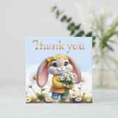 Hübsches Kaninchen mit Punkten-Schleife Danke (Stehend Vorderseite)