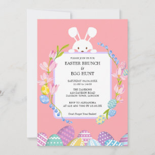 Hübsches Kaninchen Osterbrunch & Ostereiersuche Einladung