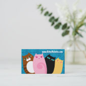 Hübsches Kätzchen auf Blau Visitenkarte (Stehend Vorderseite)