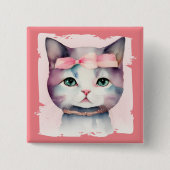 Hübsches Kätzchen mit rosa Knopf Button (Vorderseite)