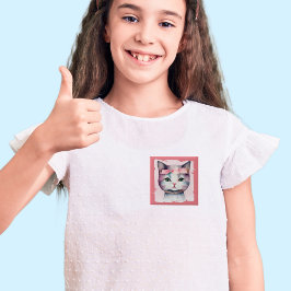 Hübsches Kätzchen mit rosa Knopf Button