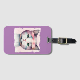 Hübsches Kätzchen mit rosa Krug Gepäckanhänger