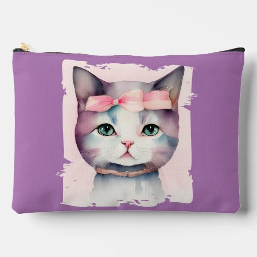 Hübsches Kätzchen mit rosa Krug Zubehörtasche (Vorderseite)