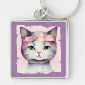 Hübsches Kätzchen mit rosafarbenem Schlüsselanhäng Schlüsselanhänger (Vorne)