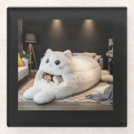 Hübsches Katzenbett – Personalisiert Glasuntersetzer