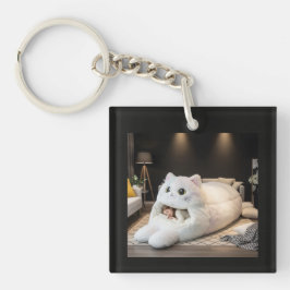 Hübsches Katzenbett – Personalisiert Schlüsselanhänger