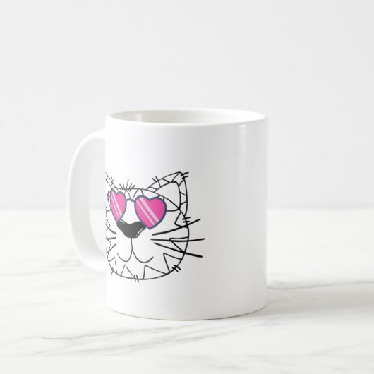 Hübsches Katzengesicht mit Funken Brillen Kaffeetasse (Vorderseite Links)