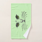 Hübsches Katzengesicht Schwarz Zeichnend grüne Aug Handtuch (Handtuch)