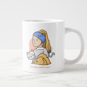 Hübsches Katzenhaar ist Mädchen mit Perlenohrring  Jumbo-Tasse