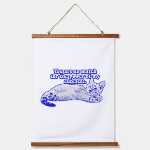 Hübsches Katzenmem für Kätzchen- und Katzenliebhab Wandteppich Mit Holzrahmen