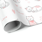 Hübsches Katzenmuster-Design-Geschenkpapier Geschenkpapier (Rolleneckpunkt)