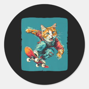 Hübsches Katzenoutfit für Jungen und Mädchen, Cool Runder Aufkleber