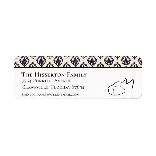 Hübsches Katzenschwarz und Weiß-Rücksendeaufkleber (Vorne)
