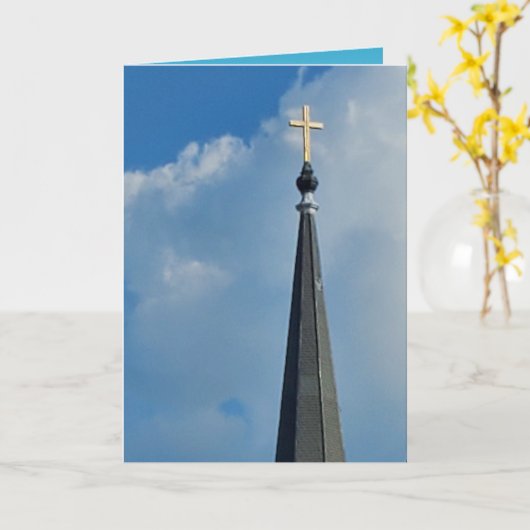 Hübsches Kirchenkreuz Karte (Gelbe Blume)