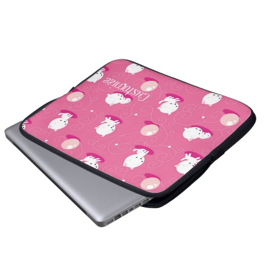 Hübsches Kitty Pink Kittens Pattern Laptop-Sieb Laptopschutzhülle (Vorne Knopf)