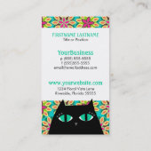 Hübsches Kitty-Schwarzes u. mit Blumen Visitenkarte (Rückseite)