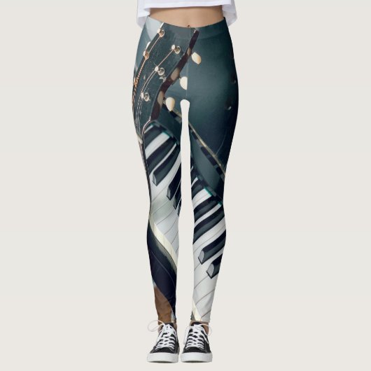 Hübsches Klavierdesign Leggings (Vorderseite)