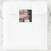 Hübsches Klavierdesign Quadratischer Aufkleber (Tasche)